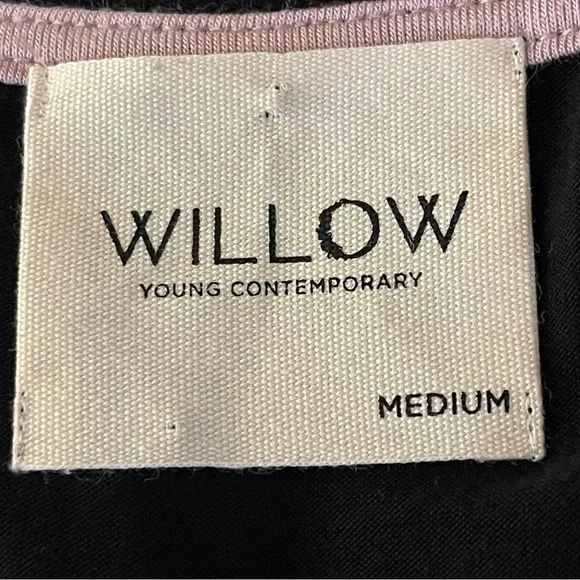 Willow Young Contemporary Black Mesh EmbroideredSleeves Jersey Long Sleeve Top-M - Picture 9 of 11